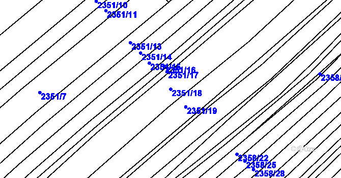 Parcela st. 2351/18 v KÚ Hrušky, Katastrální mapa