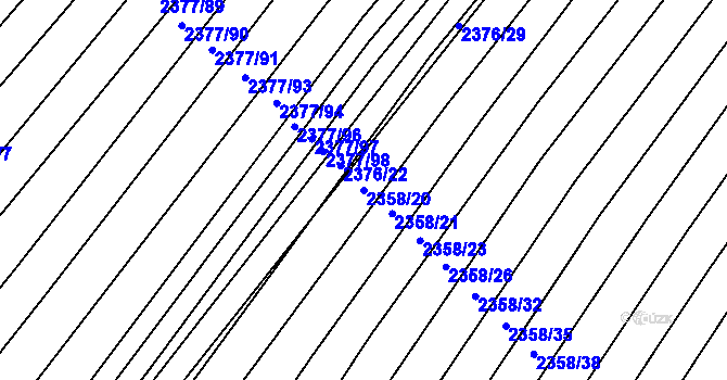 Parcela st. 2358/20 v KÚ Hrušky, Katastrální mapa