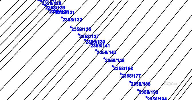 Parcela st. 2358/143 v KÚ Hrušky, Katastrální mapa