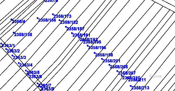 Parcela st. 2358/196 v KÚ Hrušky, Katastrální mapa