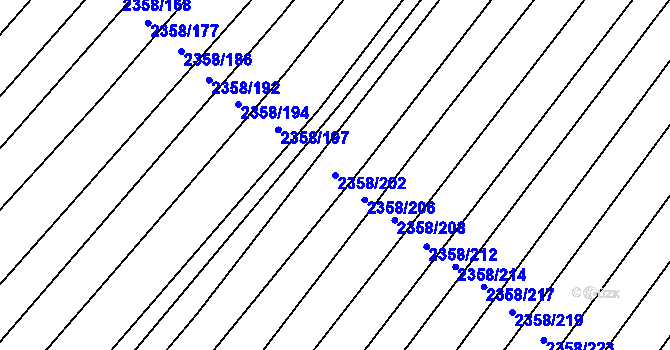 Parcela st. 2358/202 v KÚ Hrušky, Katastrální mapa