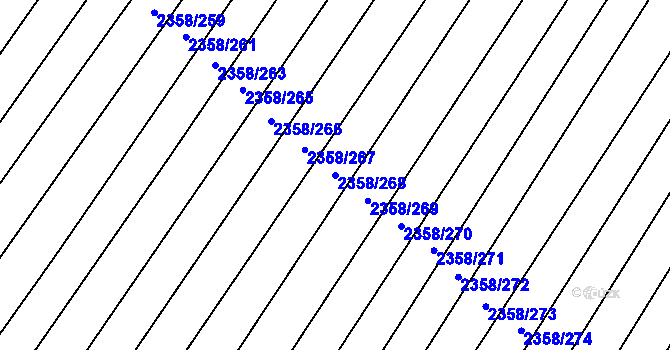 Parcela st. 2358/268 v KÚ Hrušky, Katastrální mapa