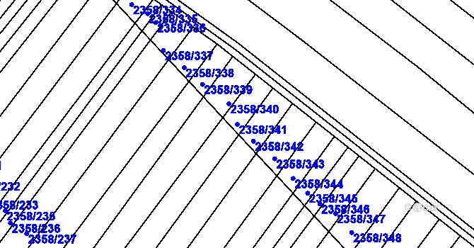 Parcela st. 2358/341 v KÚ Hrušky, Katastrální mapa