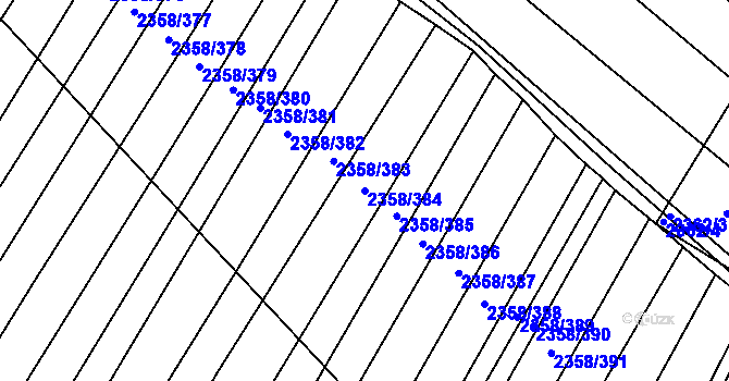 Parcela st. 2358/384 v KÚ Hrušky, Katastrální mapa