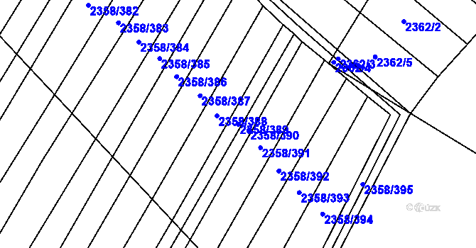 Parcela st. 2358/389 v KÚ Hrušky, Katastrální mapa