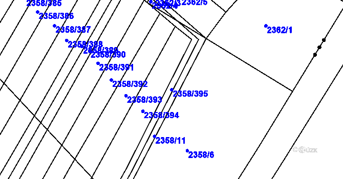 Parcela st. 2358/395 v KÚ Hrušky, Katastrální mapa