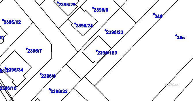 Parcela st. 2396/183 v KÚ Hrušky, Katastrální mapa