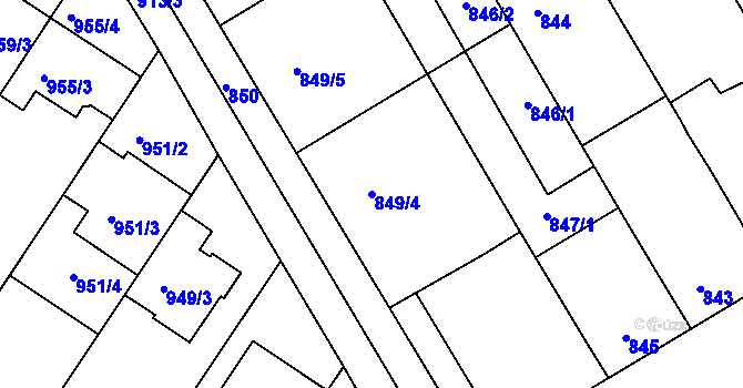 Parcela st. 849/4 v KÚ Hrušky, Katastrální mapa