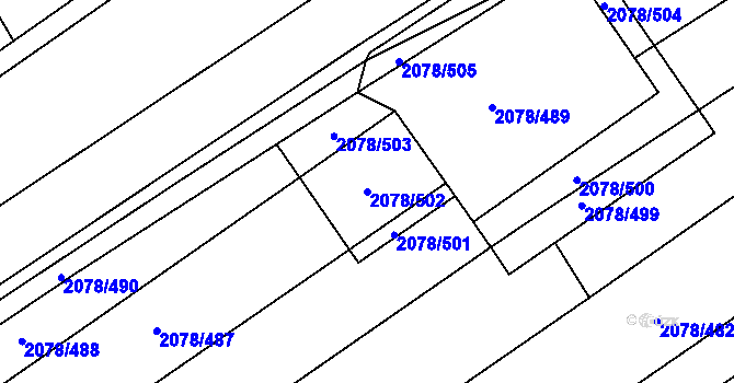Parcela st. 2078/502 v KÚ Hrušky, Katastrální mapa