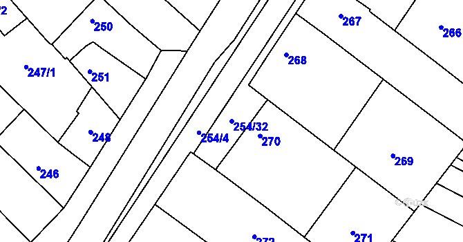 Parcela st. 254/32 v KÚ Hrušky, Katastrální mapa