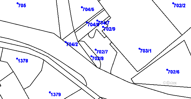 Parcela st. 702/7 v KÚ Hrušky, Katastrální mapa