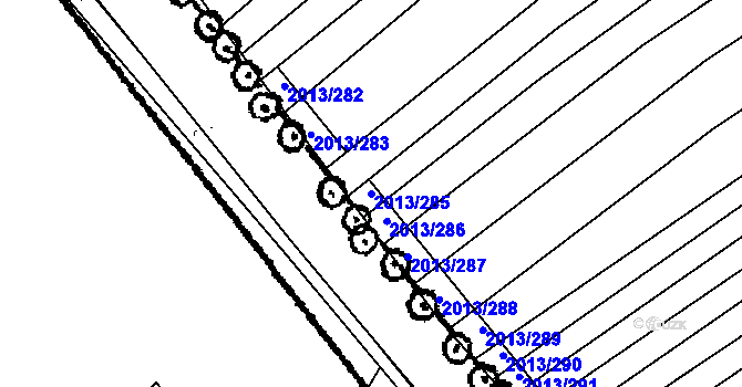 Parcela st. 2013/285 v KÚ Hrušky, Katastrální mapa