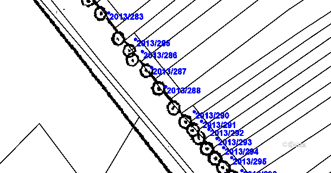 Parcela st. 2013/288 v KÚ Hrušky, Katastrální mapa