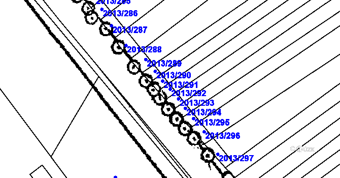 Parcela st. 2013/292 v KÚ Hrušky, Katastrální mapa