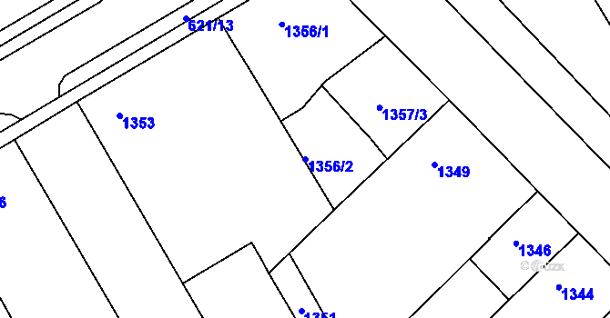 Parcela st. 1356/2 v KÚ Hrušky, Katastrální mapa