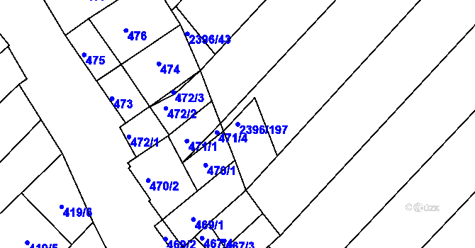 Parcela st. 2396/197 v KÚ Hrušky, Katastrální mapa