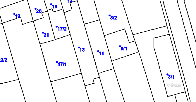 Parcela st. 11 v KÚ Hrušky u Brna, Katastrální mapa