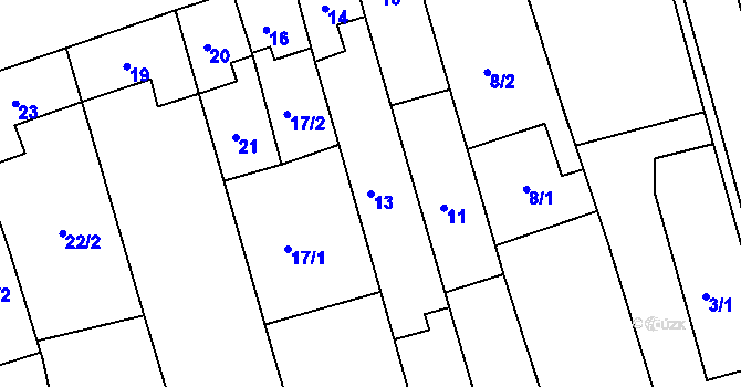 Parcela st. 13 v KÚ Hrušky u Brna, Katastrální mapa