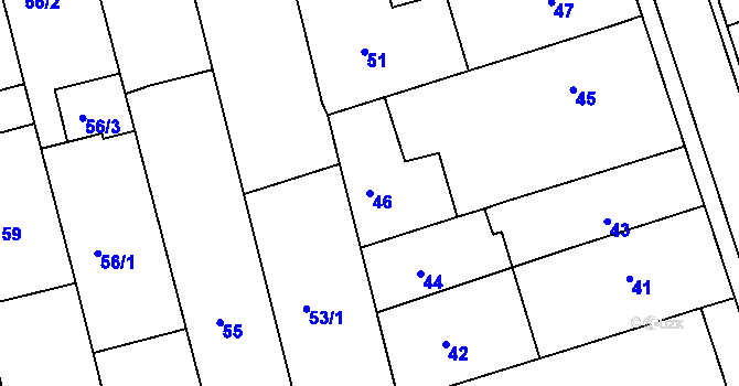 Parcela st. 46 v KÚ Hrušky u Brna, Katastrální mapa