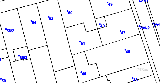 Parcela st. 51 v KÚ Hrušky u Brna, Katastrální mapa