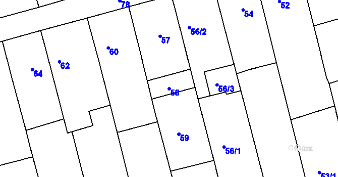 Parcela st. 58 v KÚ Hrušky u Brna, Katastrální mapa
