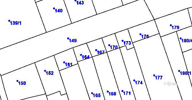 Parcela st. 167 v KÚ Hrušky u Brna, Katastrální mapa