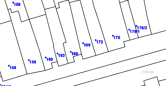 Parcela st. 169 v KÚ Hrušky u Brna, Katastrální mapa