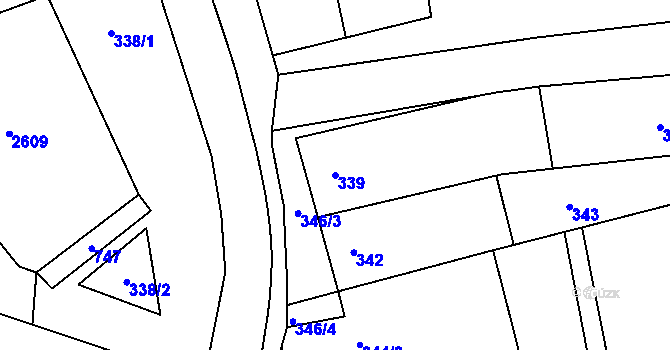 Parcela st. 339 v KÚ Hrušky u Brna, Katastrální mapa