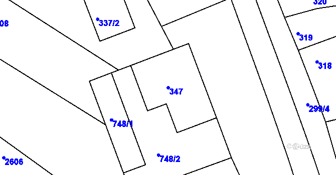 Parcela st. 347 v KÚ Hrušky u Brna, Katastrální mapa