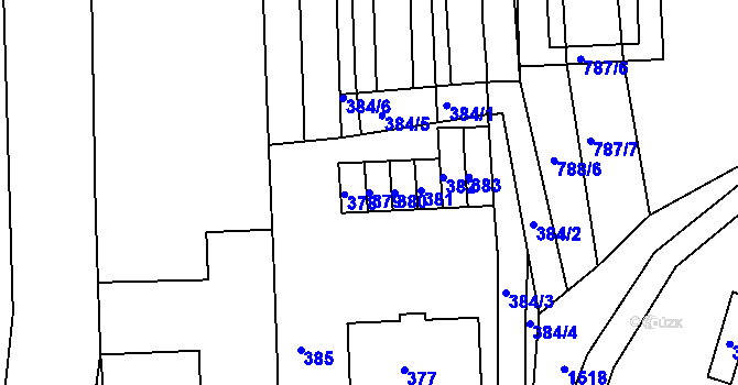 Parcela st. 379 v KÚ Hrušky u Brna, Katastrální mapa