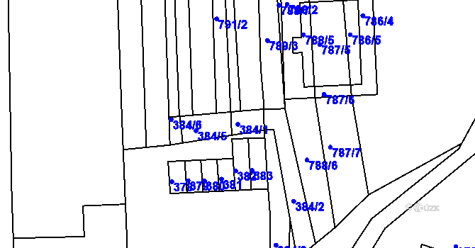 Parcela st. 384/1 v KÚ Hrušky u Brna, Katastrální mapa