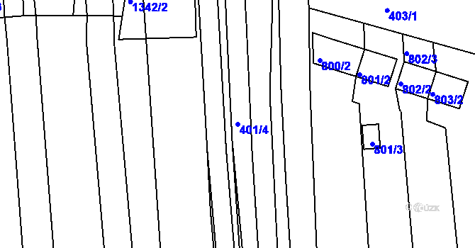 Parcela st. 401/4 v KÚ Hrušky u Brna, Katastrální mapa