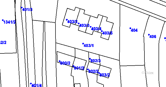 Parcela st. 403/1 v KÚ Hrušky u Brna, Katastrální mapa