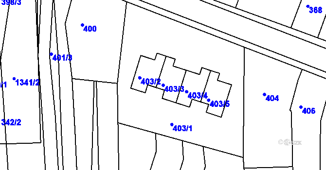 Parcela st. 403/3 v KÚ Hrušky u Brna, Katastrální mapa