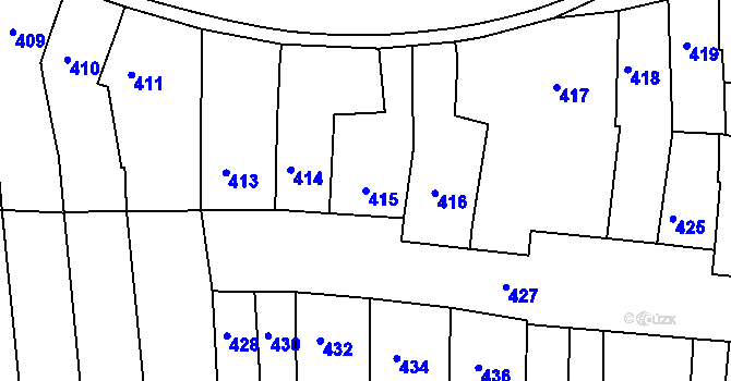 Parcela st. 415 v KÚ Hrušky u Brna, Katastrální mapa