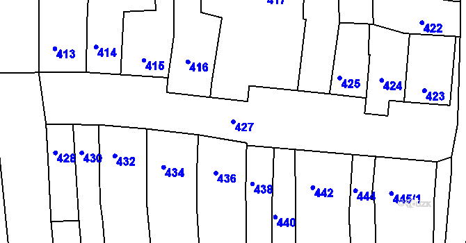 Parcela st. 427 v KÚ Hrušky u Brna, Katastrální mapa