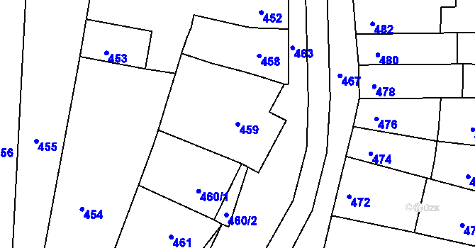 Parcela st. 459 v KÚ Hrušky u Brna, Katastrální mapa