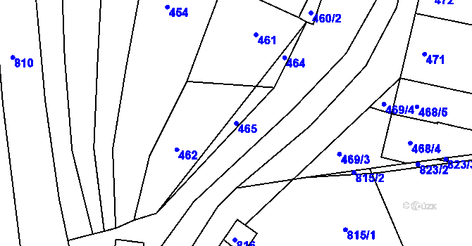 Parcela st. 465 v KÚ Hrušky u Brna, Katastrální mapa