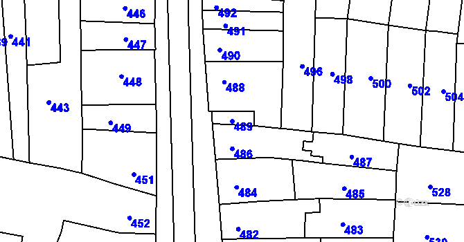 Parcela st. 489 v KÚ Hrušky u Brna, Katastrální mapa