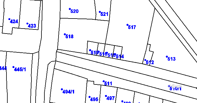 Parcela st. 516 v KÚ Hrušky u Brna, Katastrální mapa