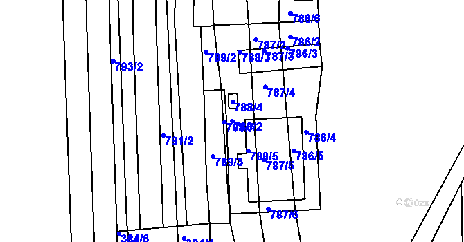 Parcela st. 788/2 v KÚ Hrušky u Brna, Katastrální mapa