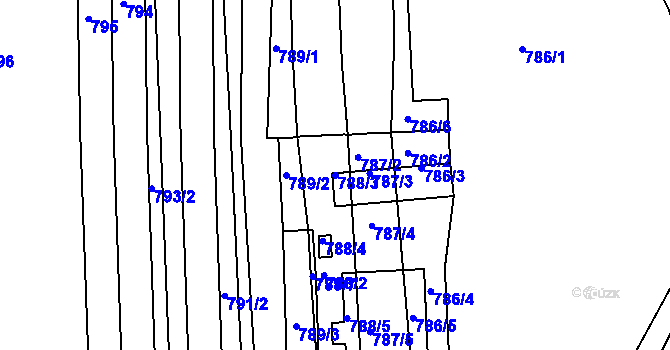 Parcela st. 788/3 v KÚ Hrušky u Brna, Katastrální mapa