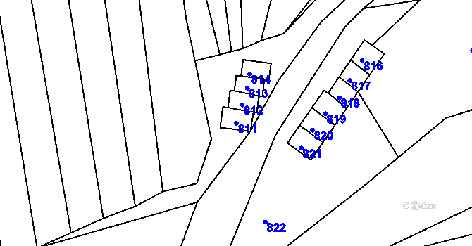 Parcela st. 811 v KÚ Hrušky u Brna, Katastrální mapa