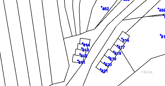 Parcela st. 814 v KÚ Hrušky u Brna, Katastrální mapa