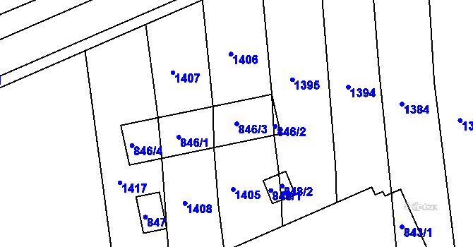 Parcela st. 846/3 v KÚ Hrušky u Brna, Katastrální mapa