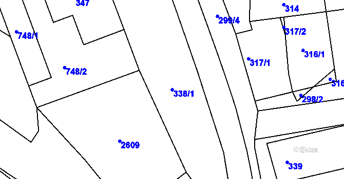 Parcela st. 338/1 v KÚ Hrušky u Brna, Katastrální mapa