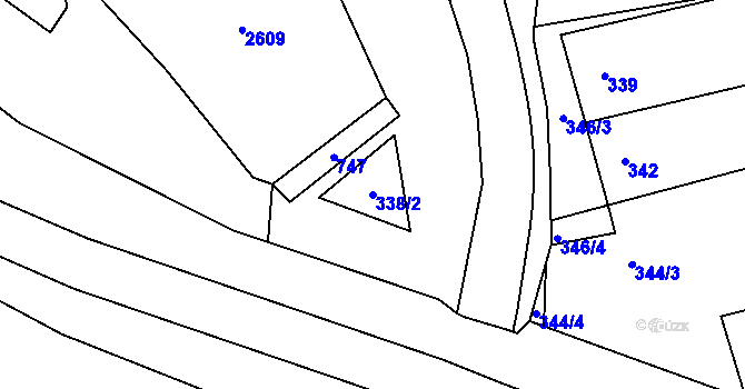 Parcela st. 338/2 v KÚ Hrušky u Brna, Katastrální mapa