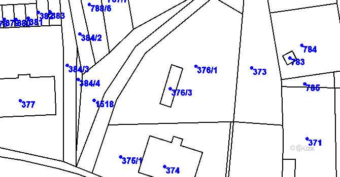 Parcela st. 376/3 v KÚ Hrušky u Brna, Katastrální mapa