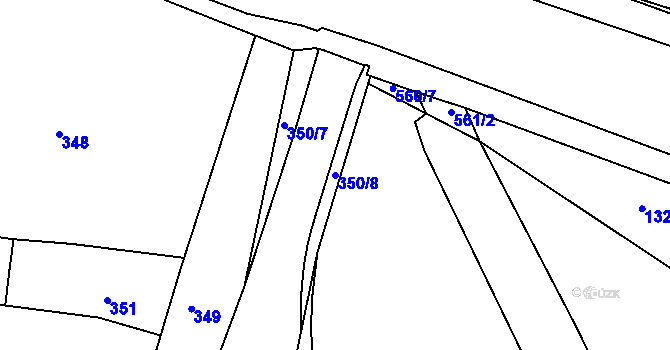 Parcela st. 350/8 v KÚ Hrušky u Brna, Katastrální mapa