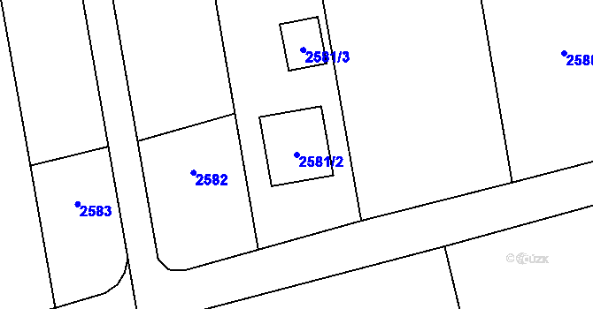 Parcela st. 2581/2 v KÚ Hrušky u Brna, Katastrální mapa